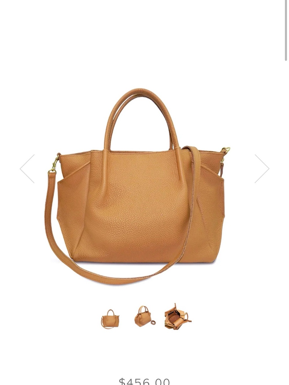 Pebbled Tan Shoulder Tote with Removable Strap